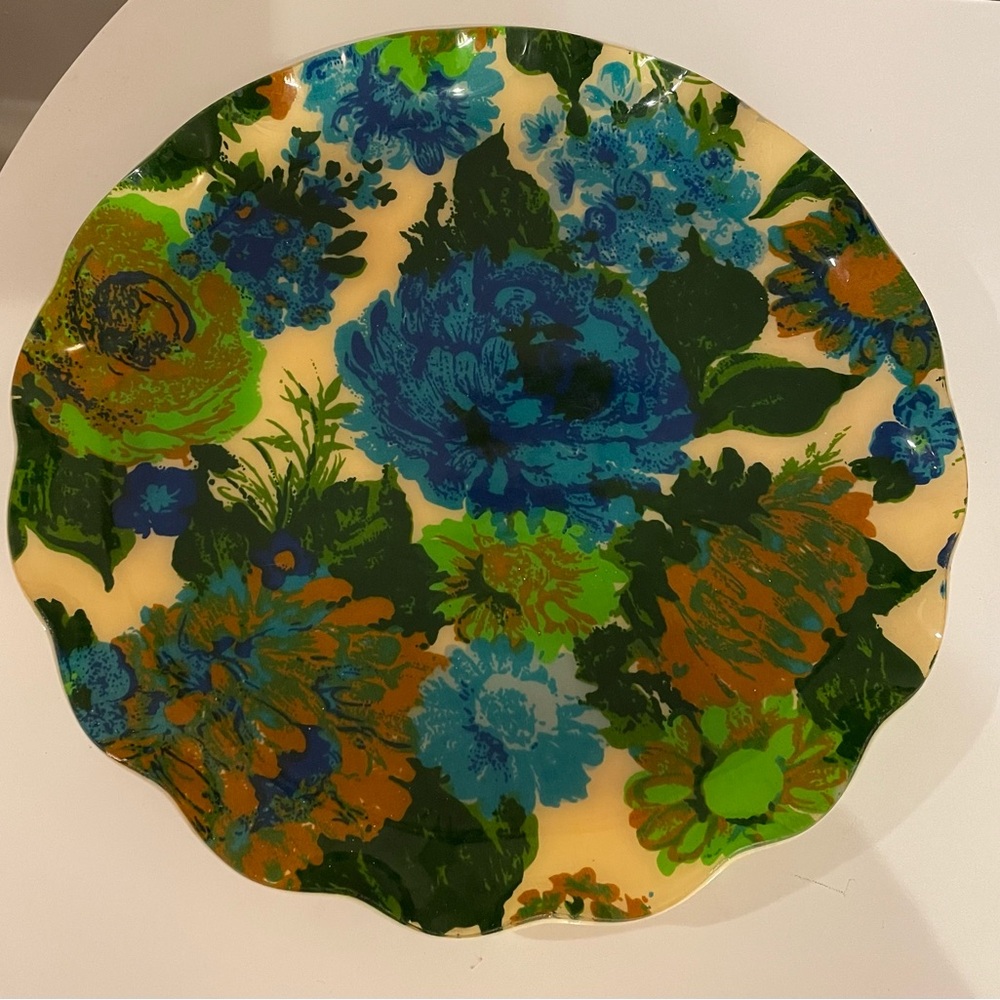Vintage floral FAB Large Plastic tray